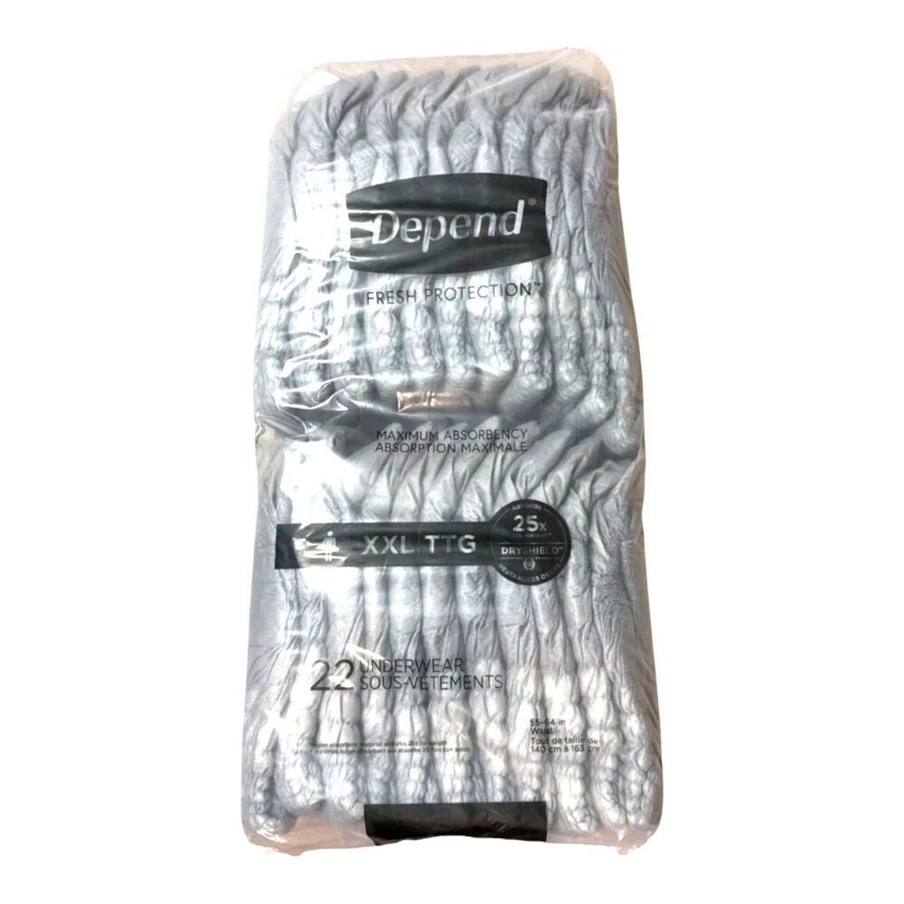Depend Fresh Protection Men's Size XXL Dryshield Underwear 22 Count Package New